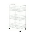 thumbnail image 1 of Oggfader 3 Tier White Metal Rolling Mesh Storage Cart - Kitchen Bathroom Organizer with Wheels, Space-Saving 3-Tier Metal Storage Cart, 1 of 6