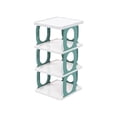 thumbnail image 1 of Oggfader 4 Tier Blue Plastic Shoe Organizer - Foldable Stackable Shoe Rack for Closet Entryway, Easy Install Home Storage Shelf, 1 of 6