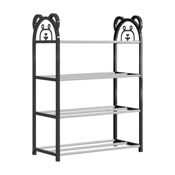 Oggfader 4 Tier Metal Shoe Rack, Entryway Shoe Organizer with Tool-Free Assembly, Space Saving Black Shoe Storage for Bedroom, Closet, Dorm