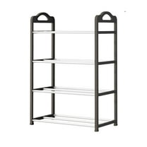 Oggfader 4 Tier No Drill Shoe Rack Black - Space Saving, Easy Install, Moisture Proof for Small Apartment Entryway