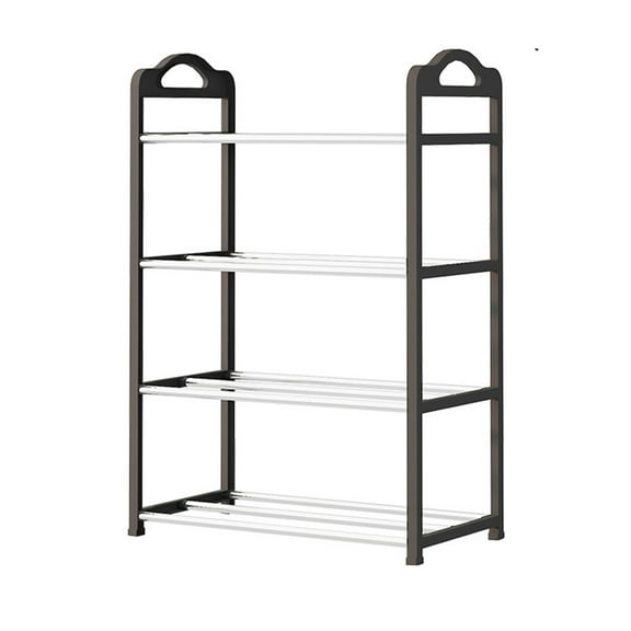 Oggfader 4 Tier No Drill Shoe Rack Black - Space Saving, Easy Install, Moisture Proof for Small Apartment Entryway