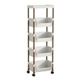 thumbnail image 1 of Oggfader 5 Tier Rolling Storage Cart, Plastic Flat Top Mobile Shelf with 4 Hooks, Easy Assembly for Kitchen Bathroom Bedroom, 1 of 6