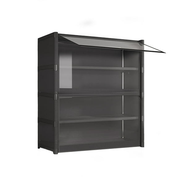 Oggfader 5 Tier Shoe Rack with Clear Lid - Heavy-Duty Metal Organizer, Tool-Free Assembly, Shoe Storage for Closet, Entryway - Black