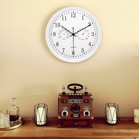 Oggfader Alarm Clock for Heavy Sleepers Adults Outdoor Clock With Hygrometer Wall Clock Outdoor Wall Clock 12 Inch Outdoor Clock For PatioRainproof 12in White