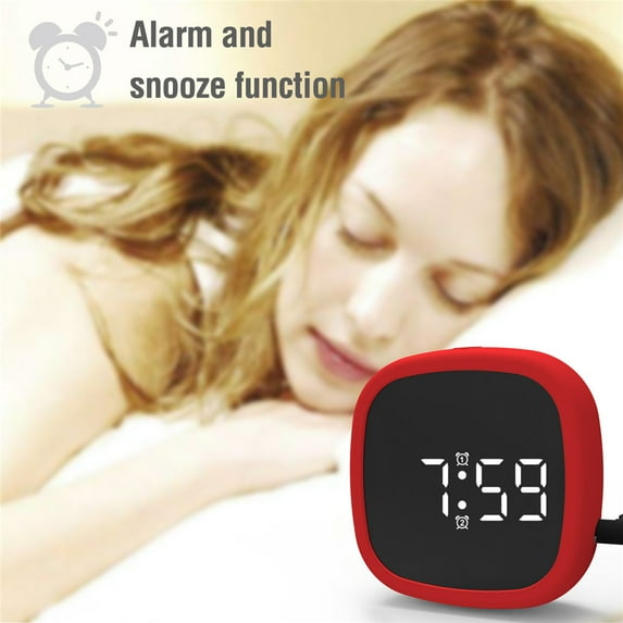Oggfader Alarm Clock for Kids Digital Alarm Clock LED Display Pocket Voice-activated Clock Desk Clock Red