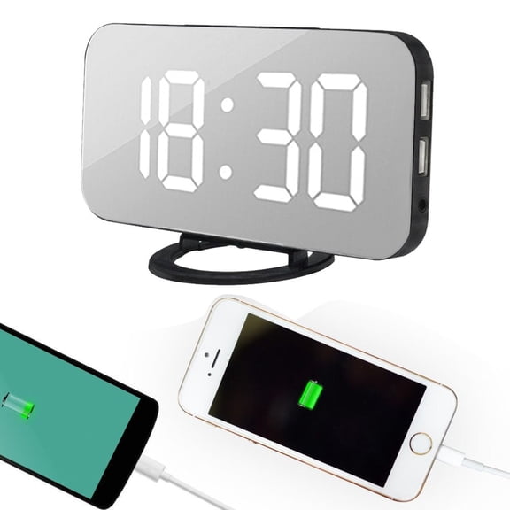 Oggfader Alarm Clock for Kids LED Digital Alarm Clock With USB Port For Phone Charger Touch-Activited Snooze Black
