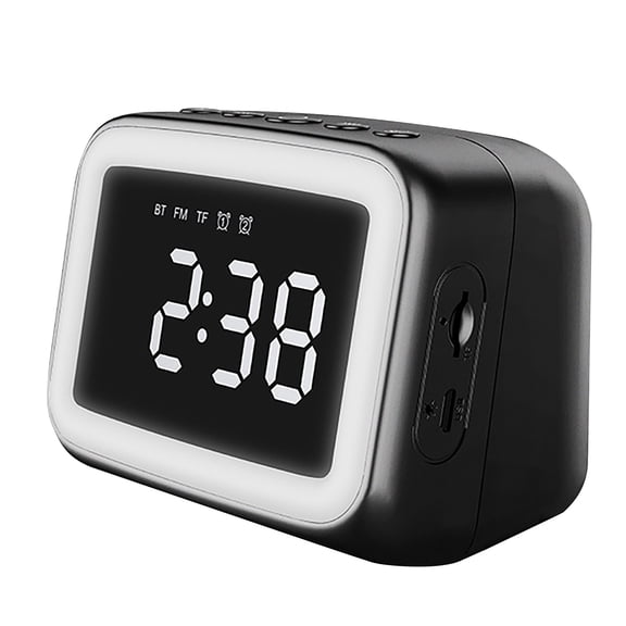 Oggfader Alarm Clocks for Bedroom Mini Mirror Clock Alarm Clock Night Light Card FM Bluetooth Speaker Black
