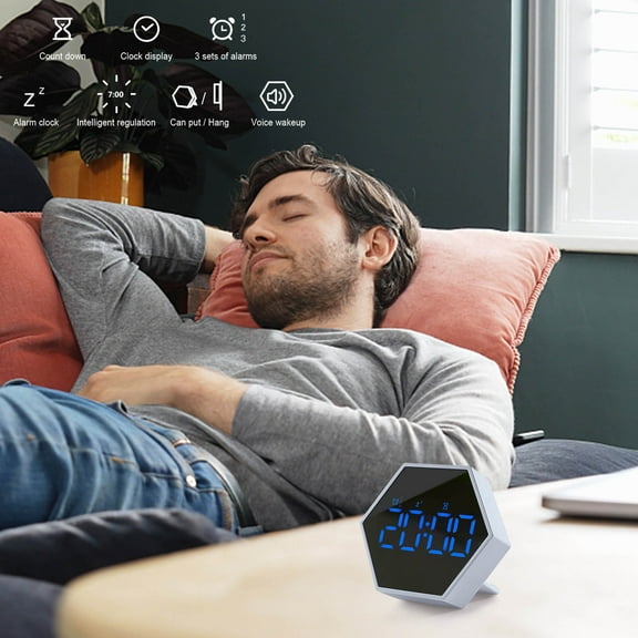 Oggfader Alarm Clocks for Bedroom Timer Alarm Clock LED Timer Student Children Time Management Kitchen Bedroom Timer Alarm Clock Blue