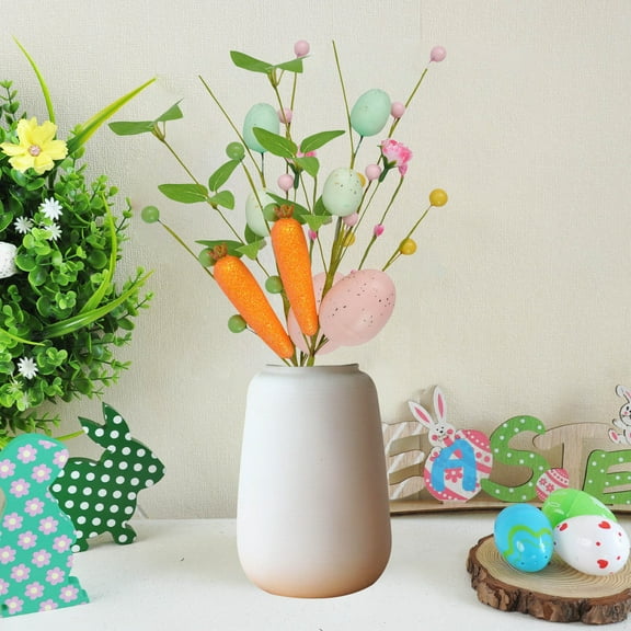 Oggfader Artificial Flowers for Outdoors Easter Desktop Decoration Easter Eggs Berry Fake Floral Arrangements Green Plants Potted Plants Simulated Flowers Easter Greeneries Orange
