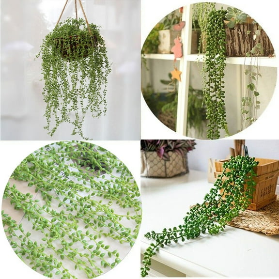 Oggfader Artificial Flowers for Decoration Hanging Wall Plastic Artificial Succulents Beads Green Vines Flower Lover Tears Green