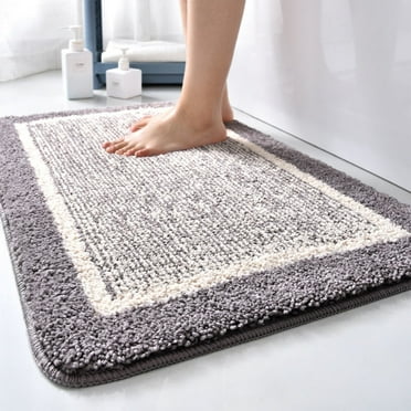 Oggfader Bath Rugs for Bathroom Floor 32in x 20in Living Room Bedroom Straight Plush Carpet Floor Mats Bathroom Absorbent Non-slip Mats Kitchen Foot Mats Machine Wash Bathroom Rugs Gray