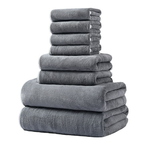 Oggfader Bath Towel Sets Sale Cotton 8 Pack Towel Set 2 Bath Towels 2 Hand Towels 4 Washcloths 600GSM Hotel Grade Dry Bathroom Soft Spa Collection For Bath Beach Gym