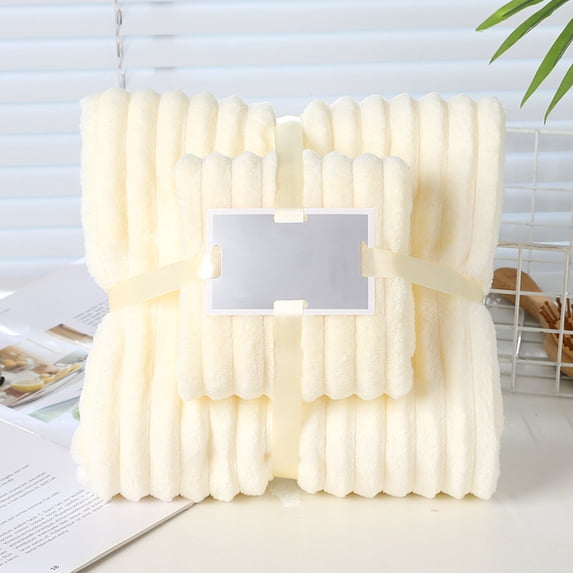 Oggfader Bath Towel Sets Sale Velvet Candy Striped Velvet Towel Household Thickened Absorbent Adult Face Wash Towel Manufacturer Wholesale Set Gift Package White