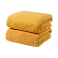 thumbnail image 1 of Yarino Bath Towels Hand Towels 2PC 30in x 14in Coral Velvet Towel For Adult Daily Use At Home Absorbent Dry Hair Towel That Does Not Hair Beach Towel Strip Patterned Bath Towel Yellow, 1 of 4