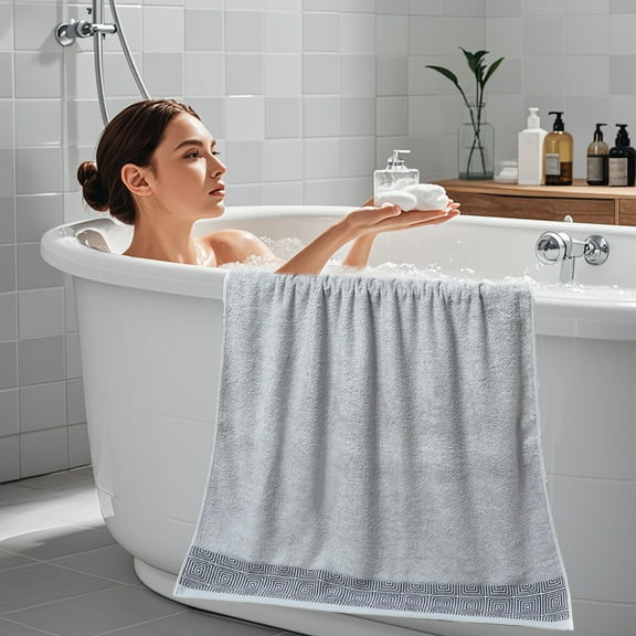 Oggfader Bath Towels on clearance Back To Back Wide Broken Bamboos Fiber Bath Towel Thickened Adult Bath Towel Soft And Absorbent Gray