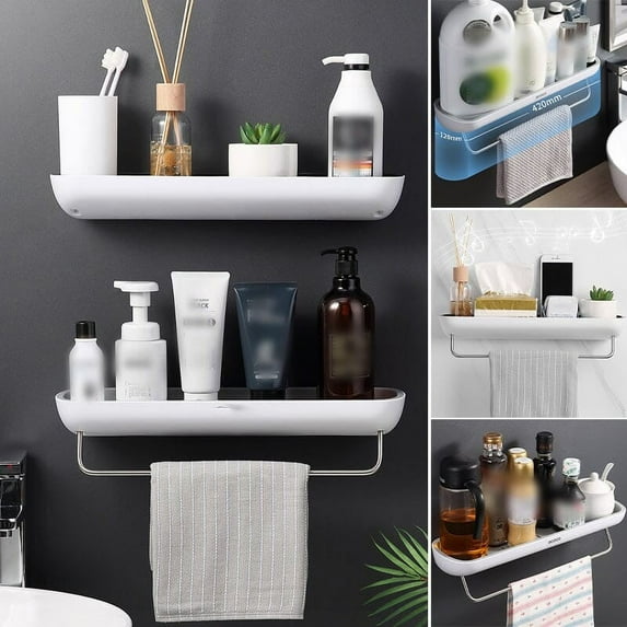 Oggfader Bathroom Shelf Organizer for Wall Bathroom Storage Rack Toilet Restroom Washstand Wall Towel Storage Rack Non Perforated Wall Mounted Bathroom On Clearance