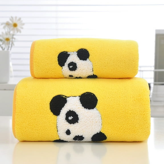 Oggfader Bathroom Towel Sets Coral Plush Bear Embroidered Towel Bath Towel Combination Set Soft Water Absorbent Non Hair Falling Gift Set Towel On Clearance
