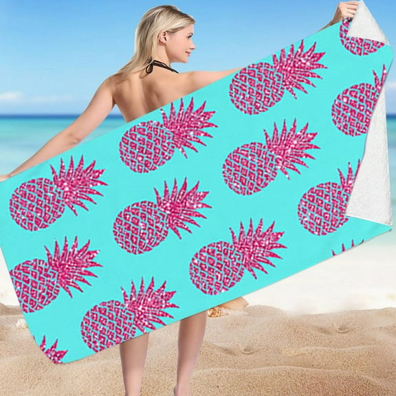 Oggfader Beach Towels Oversized 59" x 28" Microfiber Beach Towels Sand Dry Lightweight Travel Towels For Adults Women Men Girls Kids Red