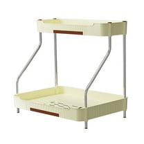 Oggfader Beige Multi-Tier Kitchen Counter Organizer: Narrow Spice Rack, Condiment Bottle Storage, Plastic & Stainless Steel