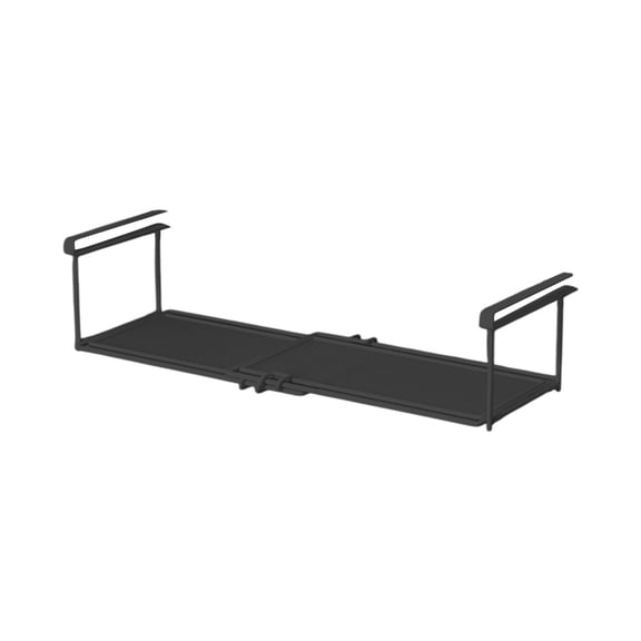 Oggfader Black Under Cabinet Hanging Organizer - No Drill Kitchen Spice Storage & Bathroom Shelf, Metal Telescopic Rack