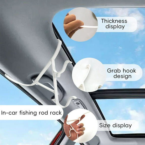 Oggfader Car Fishing Rod Holder for Interior - Easy Install Vehicle Hook Rack, Multifunctional Space-Saving Car Storage for Fishing Gear & Travel