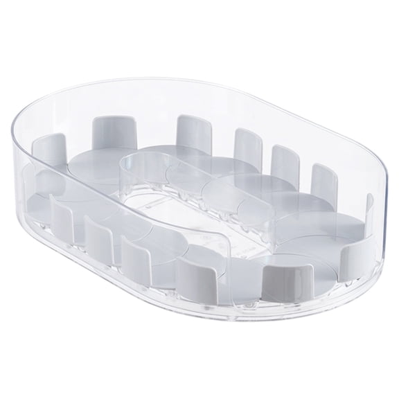 Oggfader Clear Rotating Storage Tray, 360 Degree Plastic Organizer with Non-Slip Bottom for Kitchen, Refrigerator, Bathroom - Large Capacity