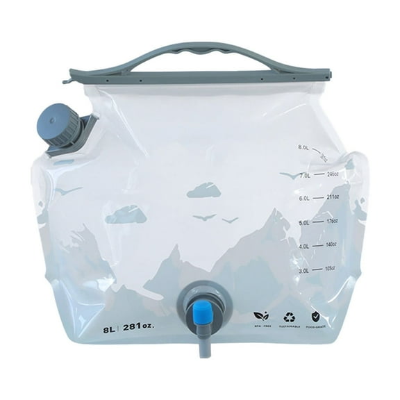 Oggfader Collapsible Water Container with Spigot 8L/2.1 Gallon - Food Grade BPA Free, Portable Lightweight Transparent for Camping Hiking Backpacking