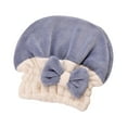 thumbnail image 1 of Oggfader Coral Velvet Dry Hair Hat Two-tone Bow Princess Hat Thickened Absorbent Dry Hair Towel On Clearance Navy, 1 of 1