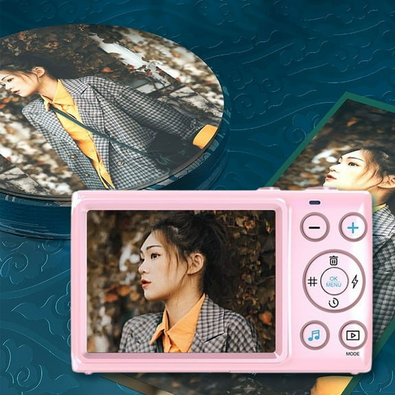 Oggfader Digital Camera 1080p HD Photography 18x Digital Zoom 64 Megapixel CCD Student Compact Camera Retro Multifunction Music Digital Card Camera,Pink
