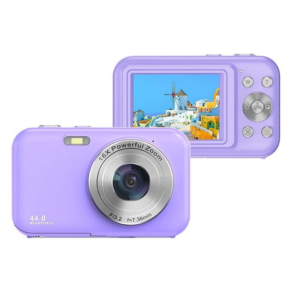 Oggfader Digital Camera 4K Vlogging Cameras 44MP Point And Digital Cameras Compact Camera 2024 Small 16X Zoom Digital Cameras With 32GB Card,Purple