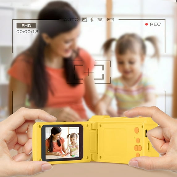 Oggfader Digital Camera for Kids 10-12 Digital High-definition 2.4 Inch Large Screen Student Party High-definition Retro Campus Portable Children's Handheld DV Camera,Yellow