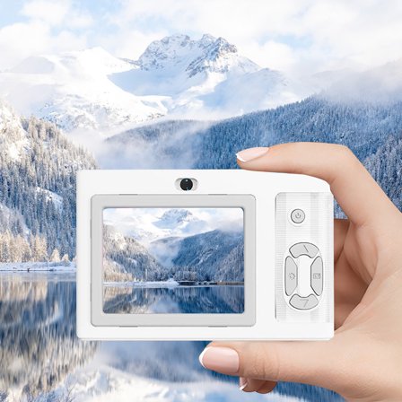 Oggfader Digital Cameras for Photography 1080P High-definition Photography Supports Up To 48MP Electronic Stabilization 4X Digital Zoom CCD Student Portable Camera,White