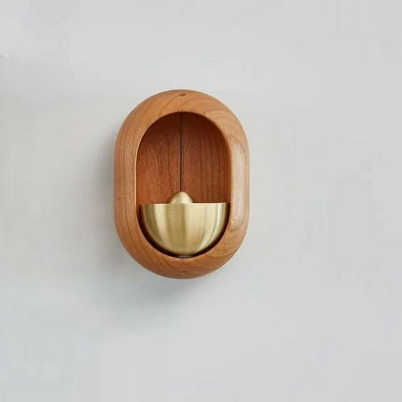 Oggfader Doorbell Brass Solid Wood Dopamine Doorbell Brass Material Magnetic Absorber Car Gift Decoration Pendant Refrigerator Accessories Handicrafts