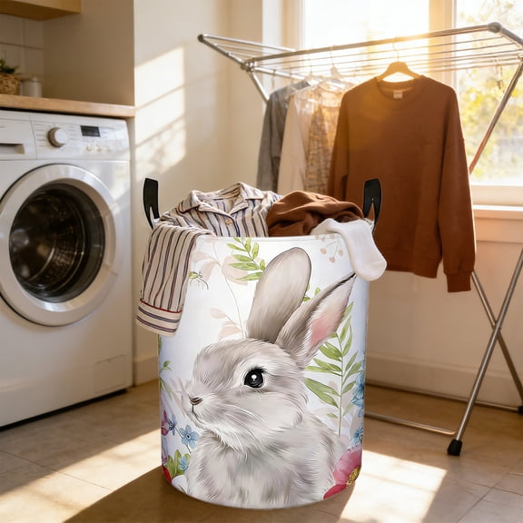 Oggfader Easter Storage Basket Laundry Hamper Toy Organizer Foldable with Handles for Home Decor Colorful Easter Basket Stuffer Gift Idea