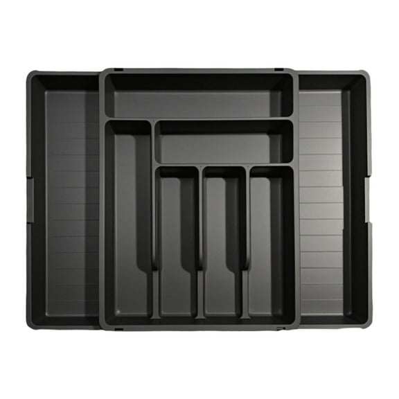 Oggfader Expandable Black Silverware Organizer - Kitchen Drawer Cutlery Tray with Compartments, Utensil Storage Holder