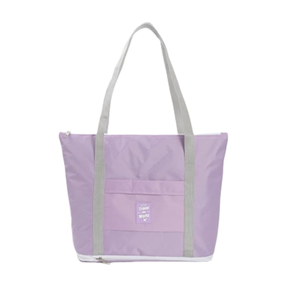 Oggfader Expandable Foldable Oxford Travel Duffel Bag - Waterproof, Large Capacity, Trolley Sleeve, Multi-Carry, Purple