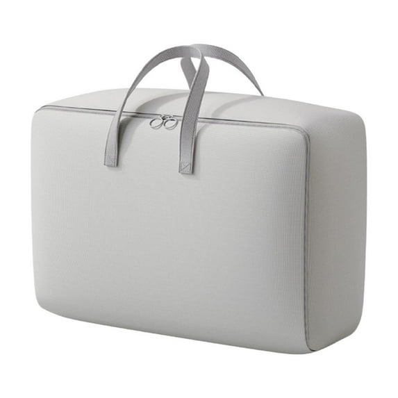 Oggfader Extra Large Heavy Duty Cotton Storage Bag with Reinforced Handles, Double Zipper - Collapsible Waterproof for Clothes Bedding, Moving, College Dorm, Christmas Storage - Gray, 1PC