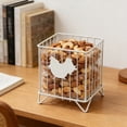 thumbnail image 1 of Oggfader Farmhouse Iron Storage Basket Kitchen Counter Organizer, Small Wire Basket with Chicken Silhouette, Rustic Decorative Openwork Container for Snacks Fruit, White 6.3 inch, 1 of 6