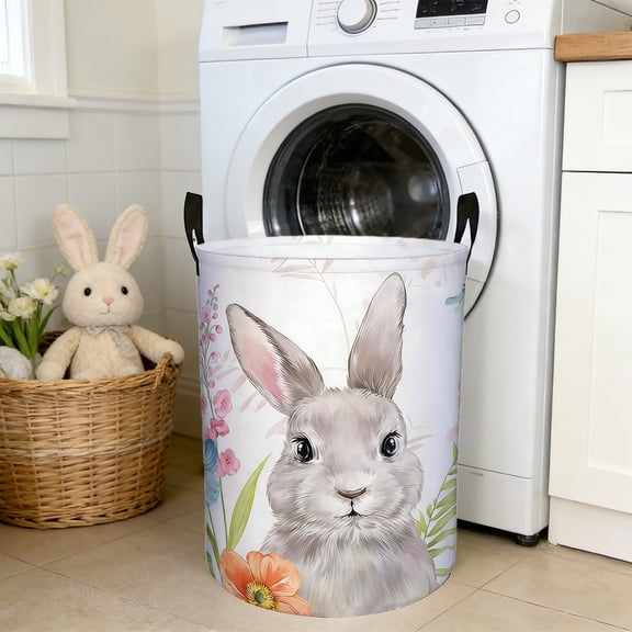 Oggfader Foldable Easter Laundry Hamper Basket with Handles Linen Storage Bin for Clothes Toys Organization Home Decor Holiday Easter Basket Stuffer Gift Idea