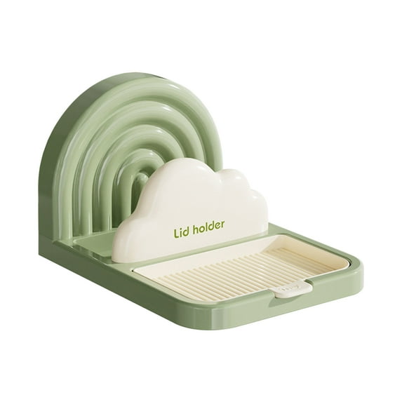 Oggfader Foldable Suction Cup Pot Lid Holder, Green - Kitchen Countertop Cookware Lid Organizer for Space-Saving Storage