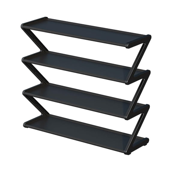 Oggfader Folding Shoe Rack Black - Heavy-Duty Plastic, Space-Saving Organizer for Dorm Room, Apartment Entryway - Easy to Clean