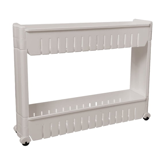 Oggfader Gray 2-Tier Multi-Functional Movable Plastic Storage Rack - Space-Saving Narrow Gap Shelf for Kitchen, Bathroom, Refrigerator