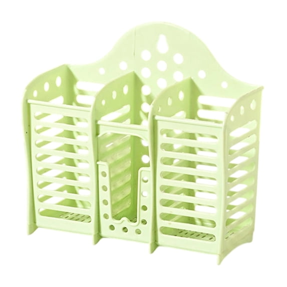 Oggfader Green Plastic Wall Mounted Utensil Drying Rack - Silverware Storage Holder for Kitchen, Camping, Picnic - Compact Organizer