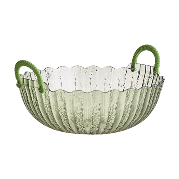 Oggfader Green Plastic Water Wave Fruit Tray - Large Capacity Snack Platter for Living Room Coffee Table, Easy to Clean Party Serving Bowl