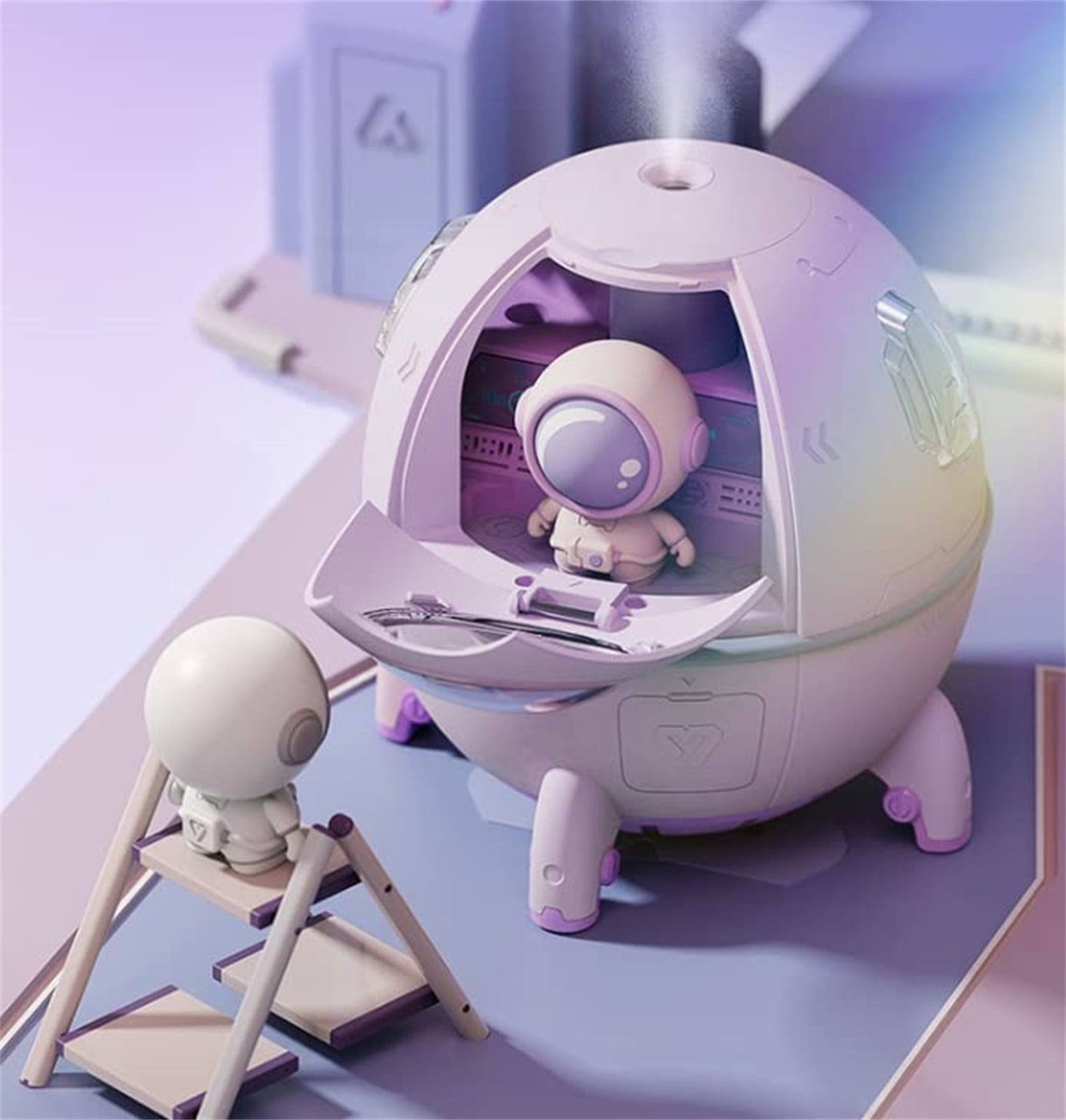Oggfader Humidifiers for Bedroom Space Capsule Humidifier Mini Humidifier 220ml Usb Desktop Humidifier For Baby Bedroom Office Home Colorful Night Mode Purple