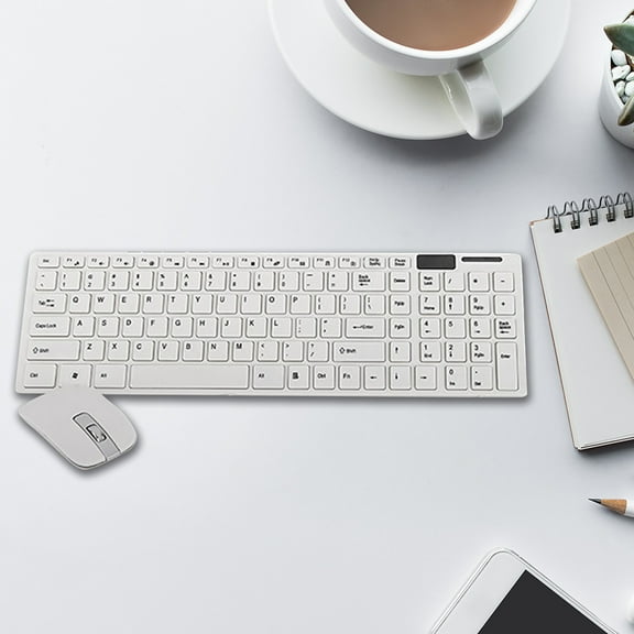 Oggfader Keyboards for Computers HK 06 thin Silent 2.4G Wireless Keyboard and Mouse Set 1600DPI White
