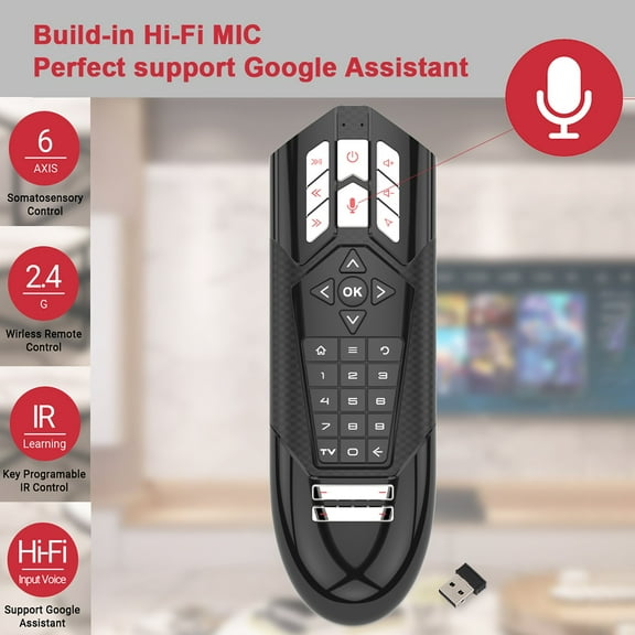 Oggfader Keyboards for Computers Intelligent Voice IR/2.4G Flying Mouse Keyboard and Mouse Remote Control Black