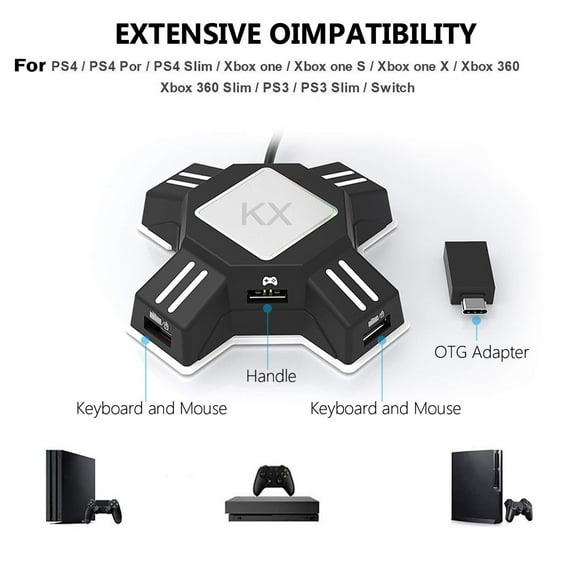 Oggfader Keyboards for Computers Keyboard Mouse Adapter Controller Converter Adapter For Switch/PS4/PS4 Pro/PS4 Black