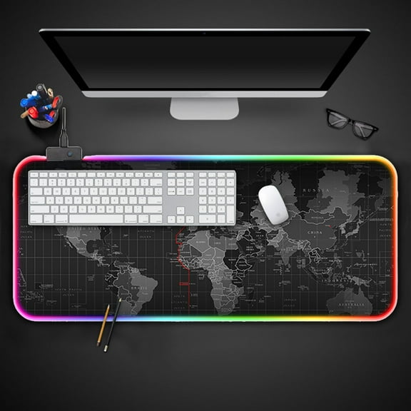 Oggfader Keyboards for Computers Large Colorful LED Lighting Keyboard Mat Gaming Mouse Pad For Computer