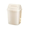 thumbnail image 1 of Oggfader Khaki Slim Narrow Trash Can with Press Flip Lid - Plastic Garbage Bin for Bathroom, Small Spaces, Space-Saving & Odor-Proof, 1 of 6